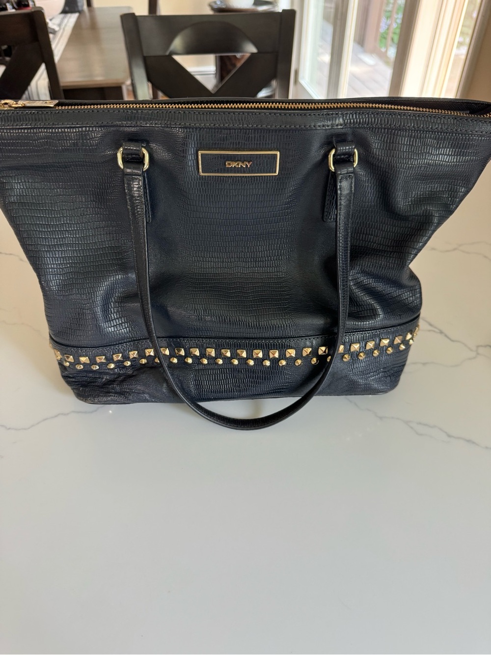 DKNY Navy Blue Lizard  tote bag